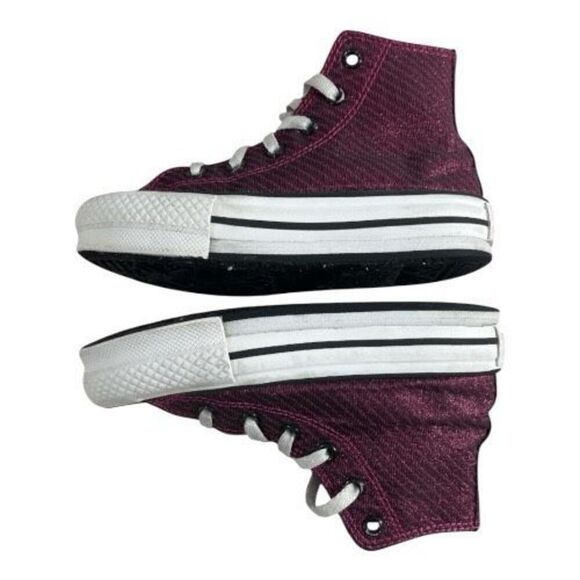 Converse Youth Kids Platform Lift Sneaker High Top Prime Pink Sparkle Size 12 - Picture 5 of 11